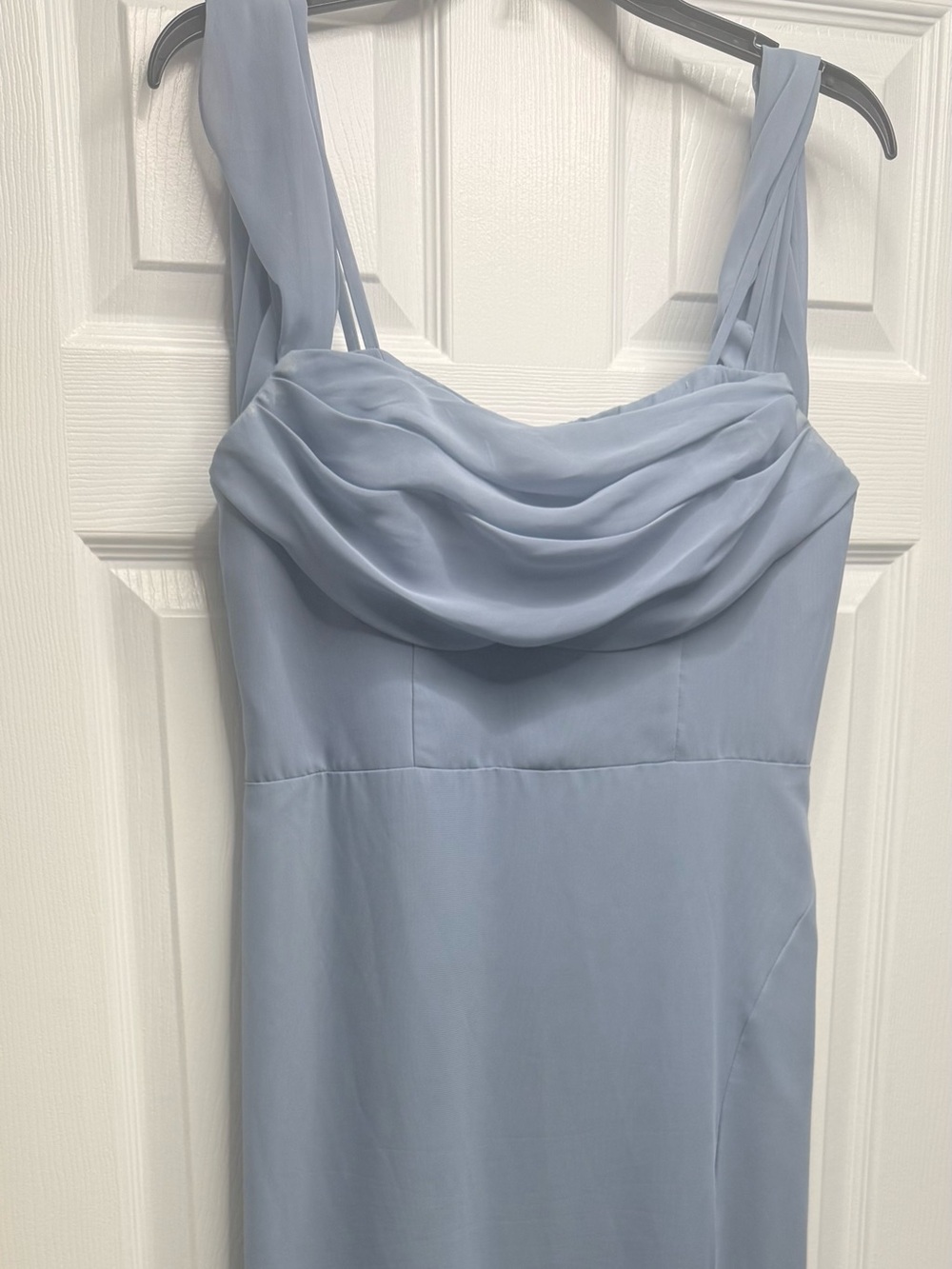 Azazie Strapless Cowl Neck Dress in Dusty Blue -Chiffon Ordered
